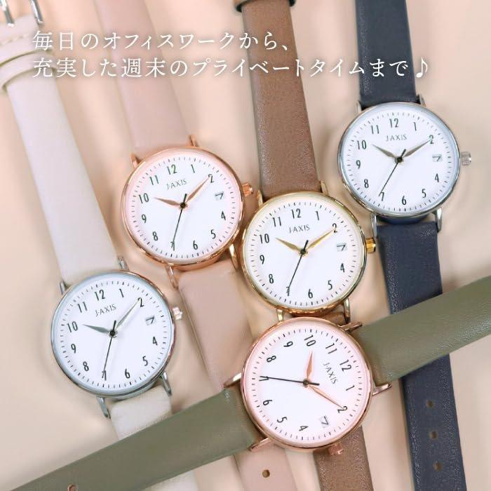 J-AXIS Unisex Daily Wristwatch with Date Display Simple Basic Minimalist Pink CF3B0029