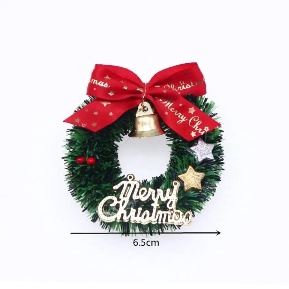 

1Pcs Plastic Polyester Christmas Wreath Mini Green Red Miniature Scene Five Pointed Star Dollhouse Door Decor Christmas