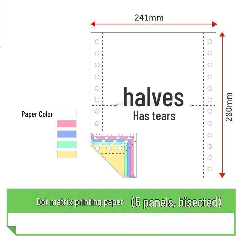 Multi-Part Dot Matrix Printer Paper: Single to Five-Part for Receipts & Delivery Notes.