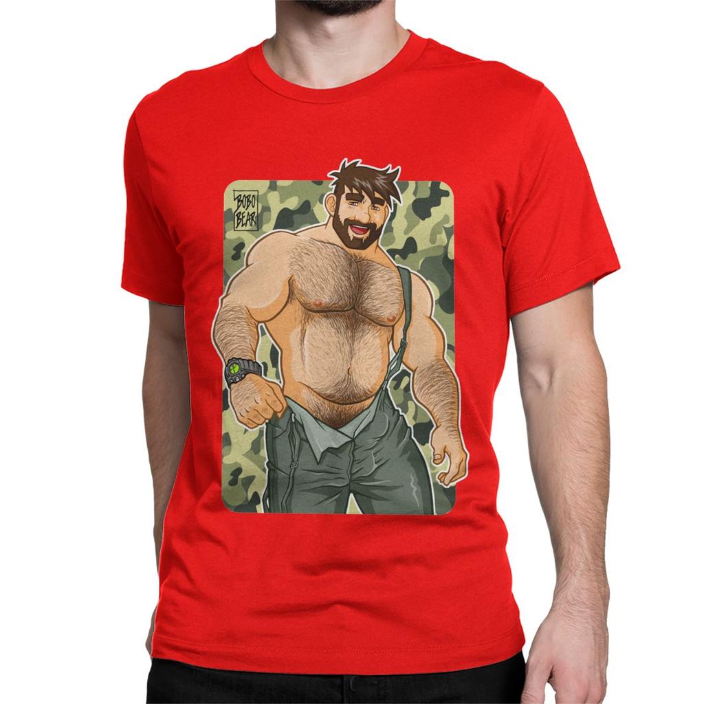 Herren Adam Likes Latzhosen Camouflage Gay Bär T-Shirt Baumwoll-Tops Neuheit Kurzarm Rundhals T-Shirt Grafik-T-Shirts