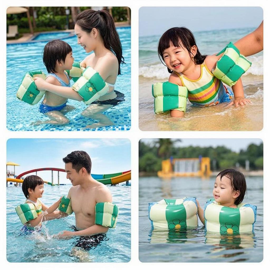Inflatable Arm Floats Double Air Chamber Float Rings Thickened Swimming Armbands for Kids,