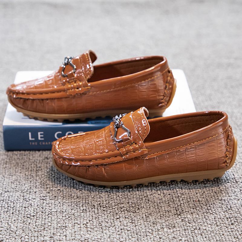 

Children s Leather Shoe Boys Moccasins Non-slip Britain Style Round-toe Flat Shoes Autumn Fashion Casual Kids Loafers 38