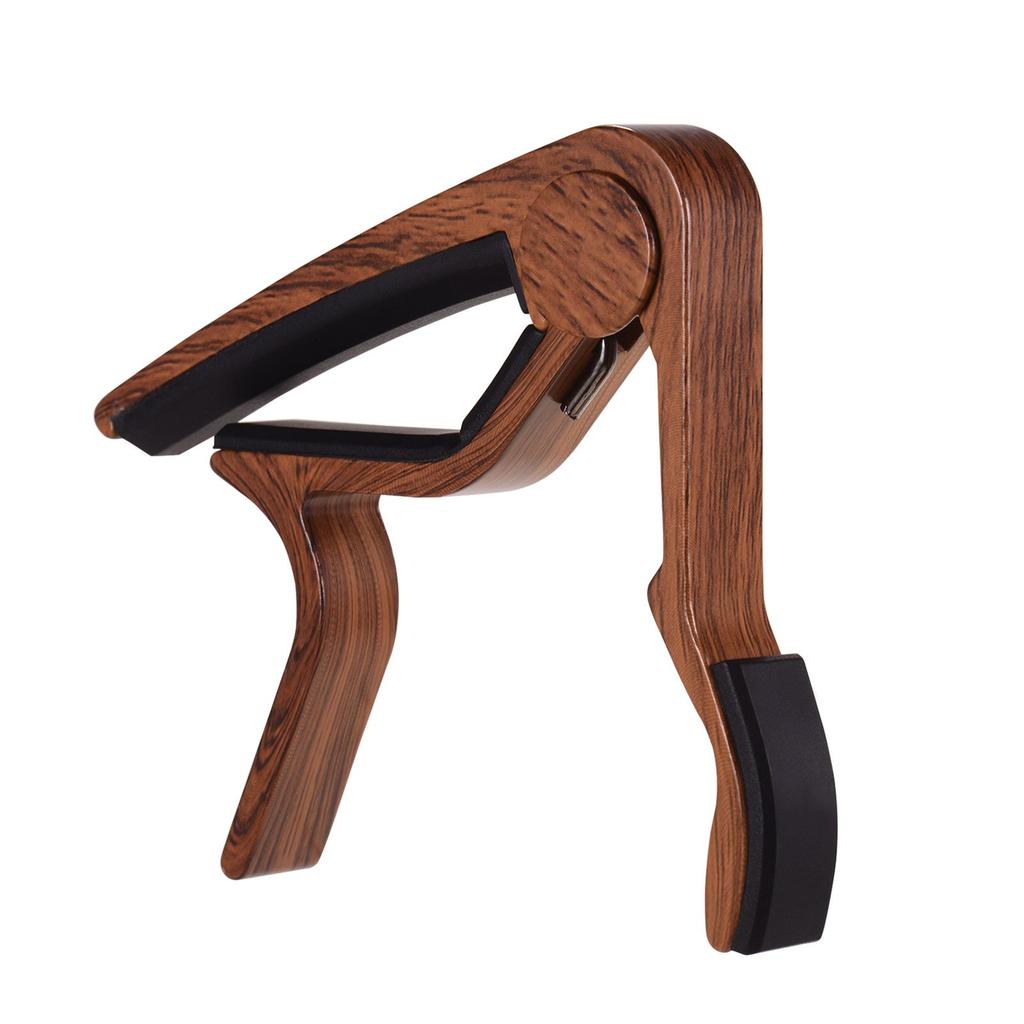 Aluminum Alloy Wood Color Guitar Capo for 6 String Folk Guitar Electric Guitar with 3pcs Random Color Picks