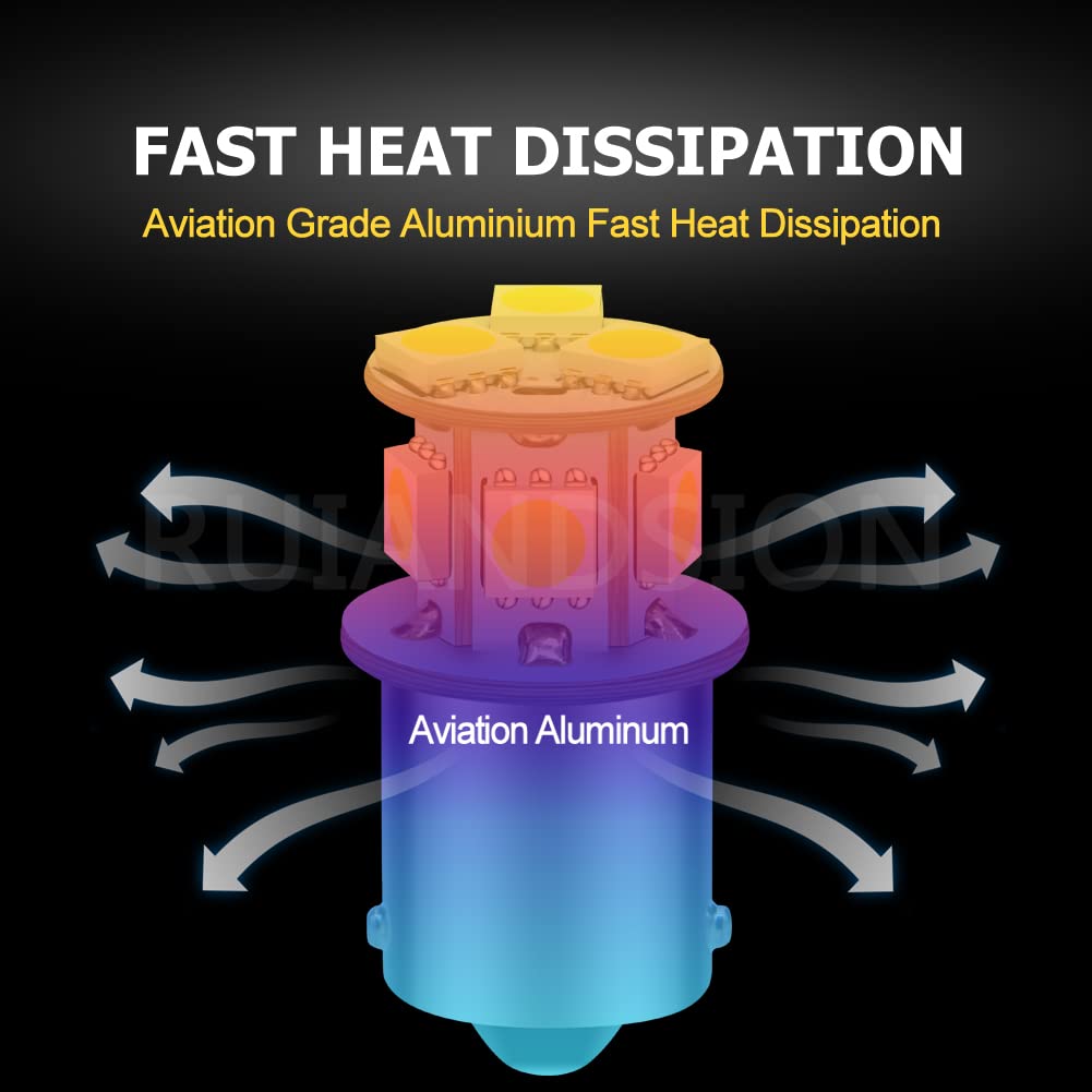 Ruiandsion 2 Pack 1156 P21W BA15S Turn Signal LED Bulb AC 6V-30V 6000K