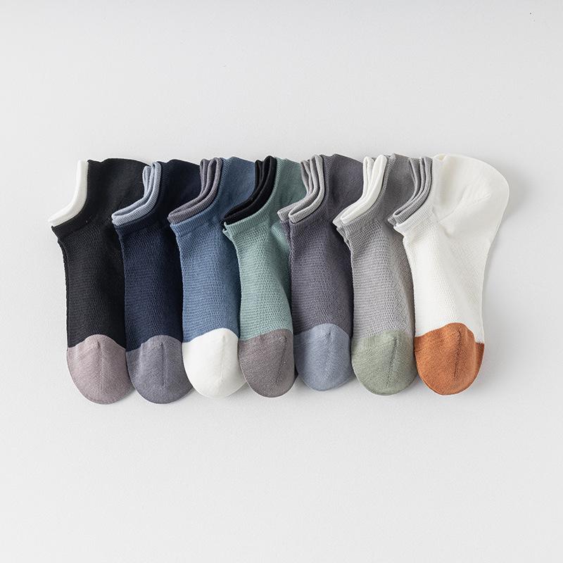 Spring and Summer Men's Short Socks: Blue Anti-drop and Invisible Socks, Thin Boat Socks