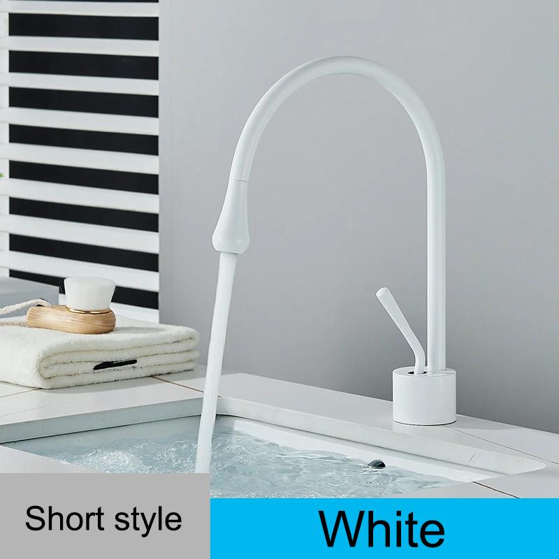 Modern Basin Faucet Brushed Gold Black Silver Faucet Deck Mounted 360 Rotation Basin Sink Tap Mixer Hot & Cold Brass Tap