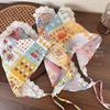 2025 Pastoral Style Lace Triangle Scarf & Plaid Ribbon Hairband