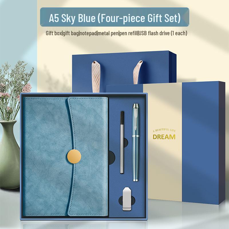 Conjunto de Presente Caderno A5 Dobrável em Três e Copo Térmico – Lembrança Corporativa Personalizada com Logotipo