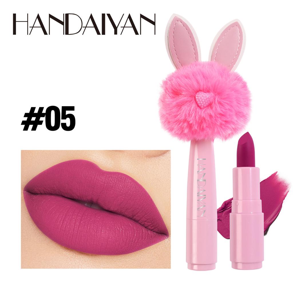 5-color Matte Lipstick Mini Plush Rabbit Fur Matte Moisturizing and Non-easy To Remove Makeup Lipstick Makeup Tool