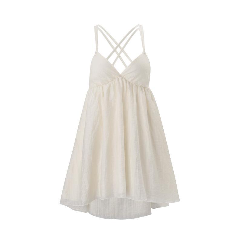 INS European and American women's clothing summer new V-neck hollow backless seaside vacation wind loose suspender dress women