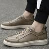 New Mens Genuine Leather Casual Shoes Italian Men Sneakers Leisure Walk Increase Male Outdoor Shoes Skateboard Vulcanized Shoes