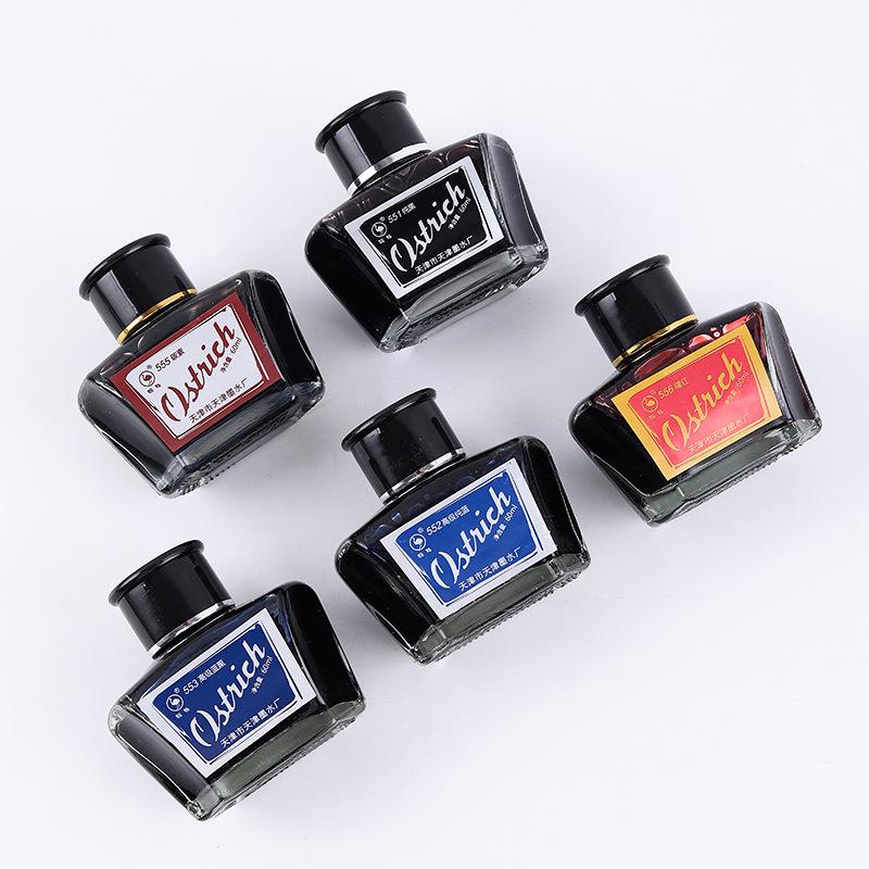 Ostrich Ink Series: Set of 3 Waterproof, Erasable Fountain Pen Inks - Red, Black, Pure Blue