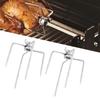 2Pcs Rotisserie Meat Forks, Stainless Steel Grill Rotisserie Spit Rod Forks with 4 Claws for Roasted Chicken Lamb Steak Electric BBQ Fork Accessories