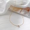 Collana da Donna in Acciaio Inossidabile Placcato Oro con Ciondolo Minimalista in Zircone, Catena Anti-appannamento, Pietra Centrale Rotonda Trasparente in Zirconia Cubica