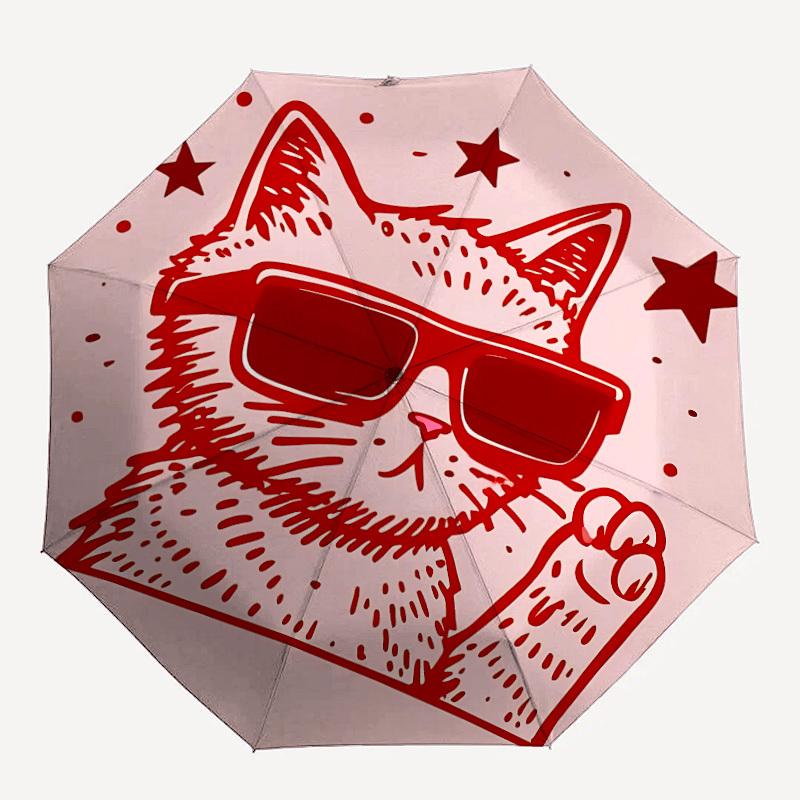 

1pc Cool Cat PrintAutomatic Folding Umbrella, Portable & Foldable Design with 8 Ribs, Casual Outdoor Accessory yy250804247