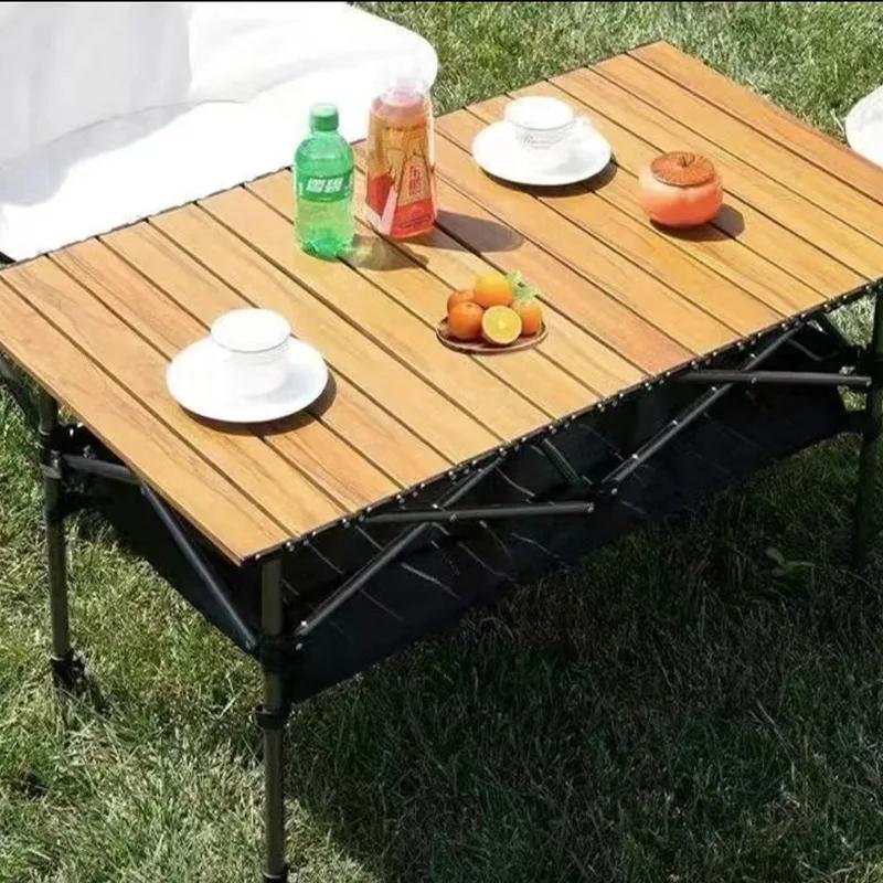 Outdoor Folding Long Table Easy To Install Picnic Tables Camp Desk Tourist Portable Storage Egg Roll Table with Net Bag Outdoor
