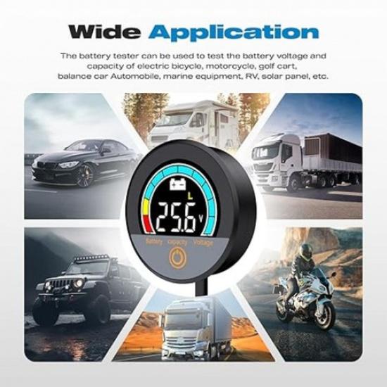 Battery Monitor 12V 24V 36V 48V 60V 72V 84V with Backlight Battery Voltmeter-A