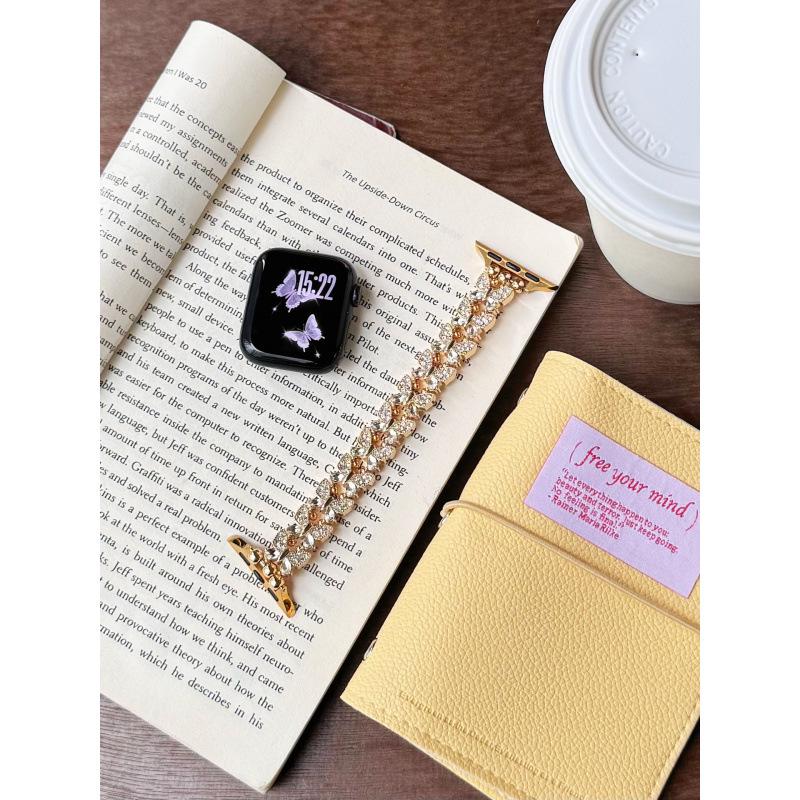 Butterfly Diamond Elastic Strap for Apple 11th Gen iWatch 10987E, Huawei GT6, Xiaomi 9 Pro