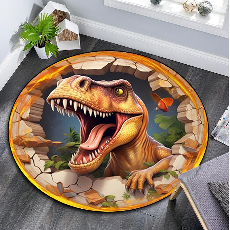 Dinosaurs Circular Rug - Office Decorative Carpet For Living Room Bedroom Door Mat Floor Rug Computer Chair Area Rug
