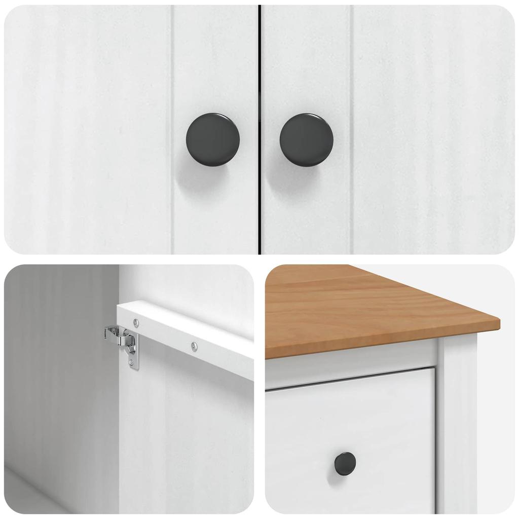 Kitchen Trolley PANAMA 2 pcs White and Honey Wax Finish 112 x 77 x 90 cm