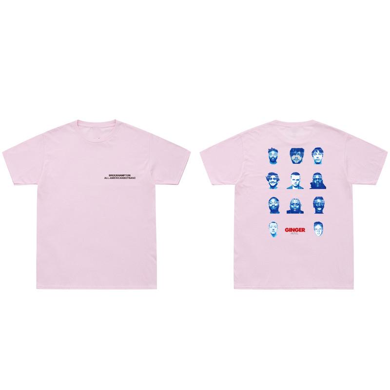 New Casual Brockhampton All-American Boyband T-Shirt Men GINGER Face Print Harajuku Tee Shirt Colorful Funny T Shirts Cotton Top