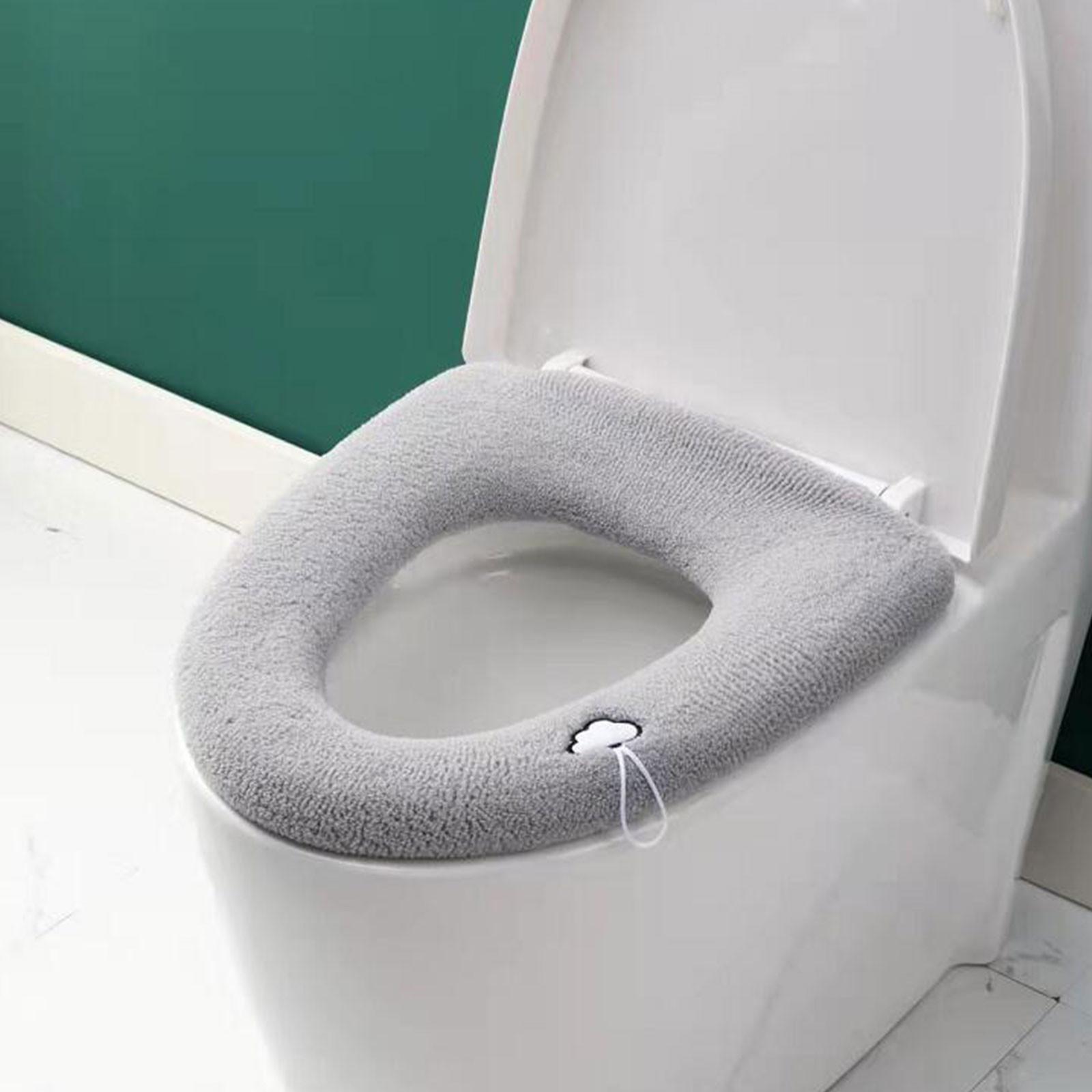 

Коврик для унитаза с ручкой, универсальный вязаный моющийся сиденье для унитаза, бытовой чехол для унитаза, утолщенная теплая подушка на сиденье унитаза One Size