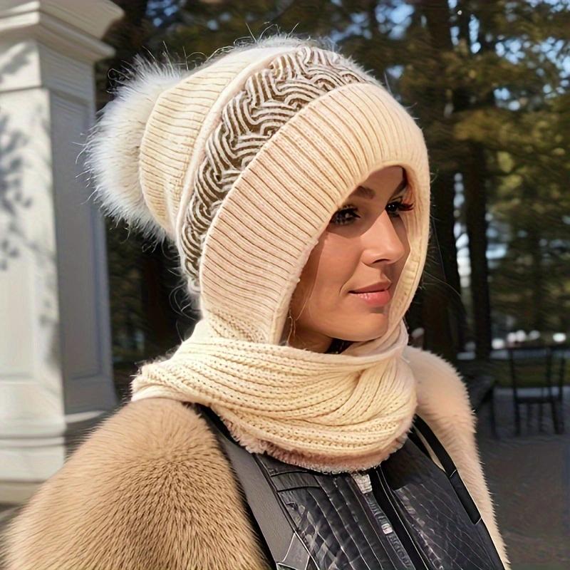 2025 Women'S Winter Warm Hat & Scarf Combo - Soft, Windproof, Ears Covering Beanie with Adjustable Clasp, Lightweight & Comfortable