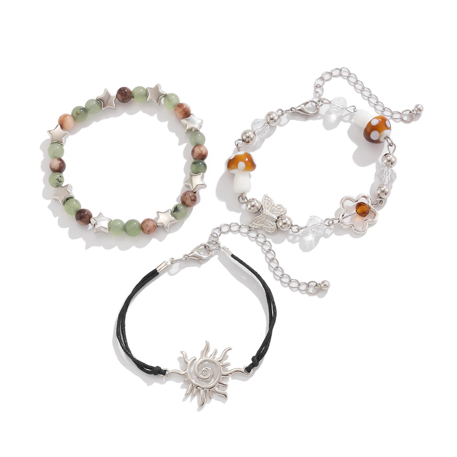 

3 комплекта регулируемых браслетов «Солнце», браслетов с бабочками и бусинами, модные хрустальные украшения, браслет-веревка, подарок для женщины и девушки
