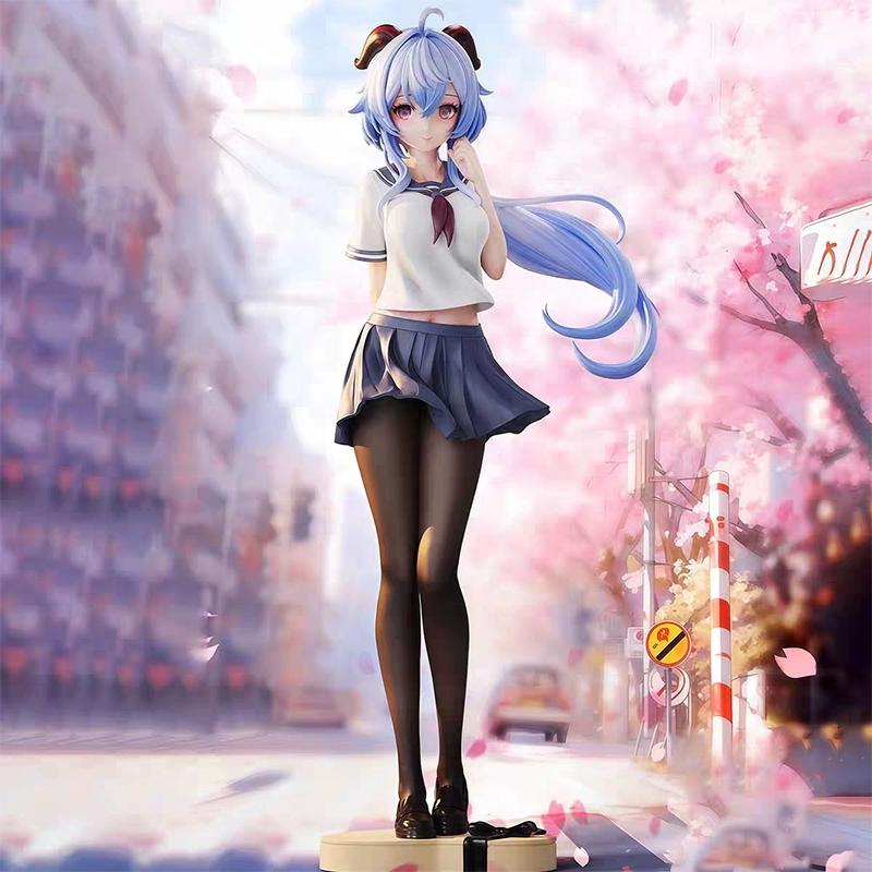 In Stock Genshin Jk Ganyu Model Game Figure Confession Style Cute Girls Toys Collect Computer Case Decoration Ornament