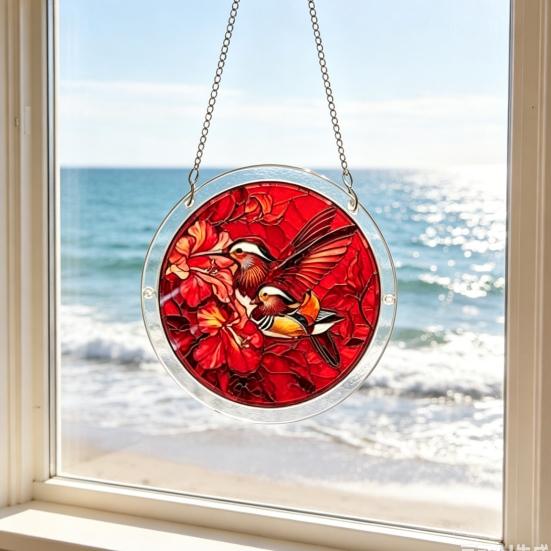 Acrylic Jigsaw Puzzle Suncatcher 83 Pcs DIY Puzzles Craft Kit for Adults Colorful Window Hanging Ornament for Women Men Home Garden Decor