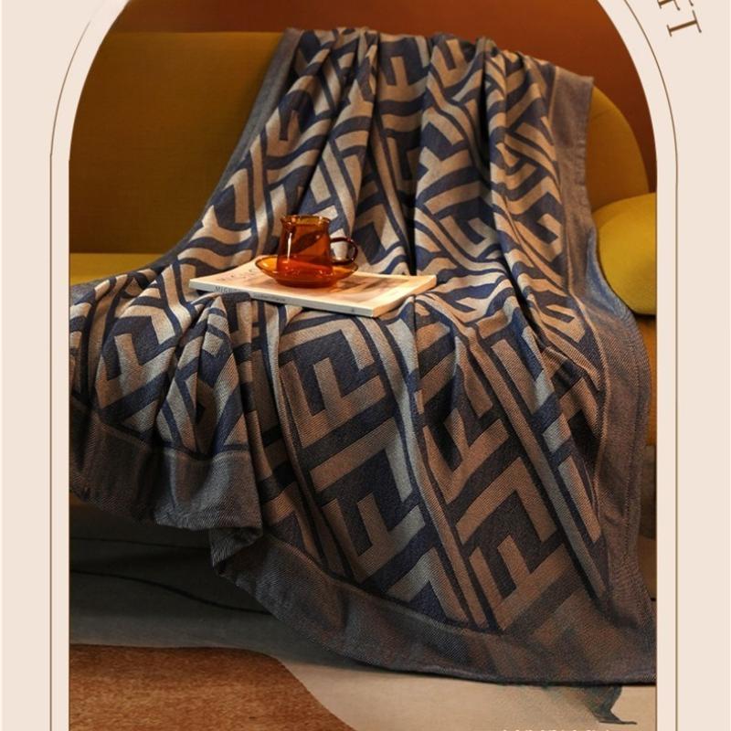 Geometric Jacquard Knitted Blanket Bed Sofa Decorat Outdoor Camping Blanket Plaid Bedspread Tapestry First Class Aviation Blanket Air Condition Quilt
