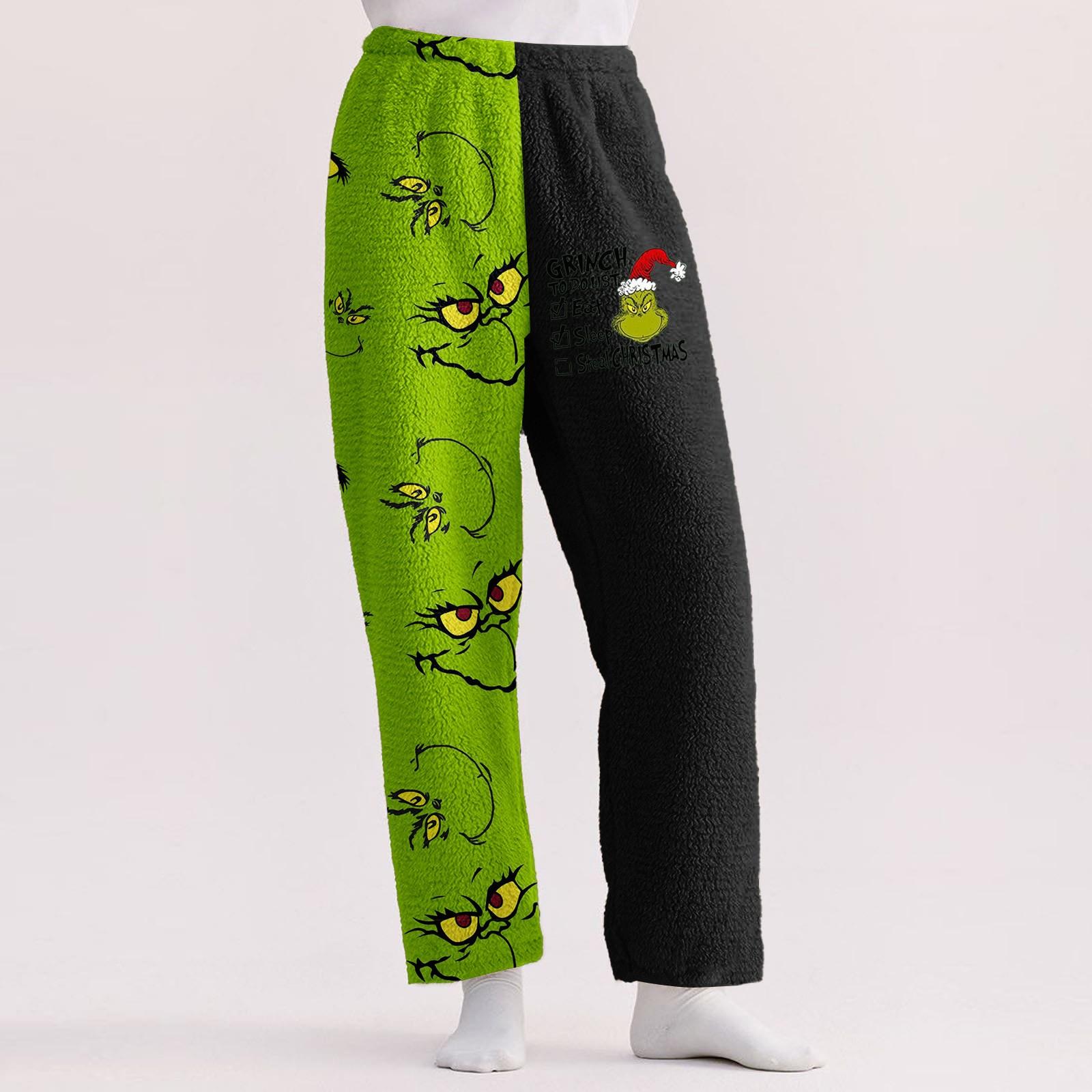 

Женские повседневные свободные фланелевые спальные брюки с рождественским принтом, плюшевые повседневные брюки, удобные спальные брюки M киноварь