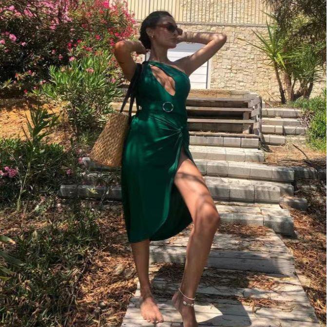 2023 Sexy einfarbiger Badeanzug mit Gazerock - Europäische amerikanische Strandbekleidung