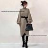 Korean Style High Collar Mid-Length Cashmere Knit Loose Wool Dress for Women