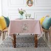 Floral Embroidery Tassel Tablecloth, Cotton Linen, Dust Proof Table Cover, Kitchen, Dining Room,Home Party, Tabletop Decor