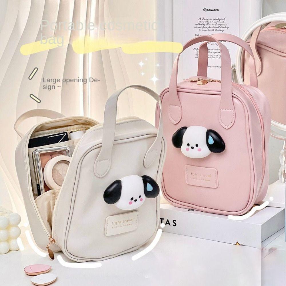 

PU Leather Cosmetic Bag Waterproof Makeup Organizers New Storage Tool with Handle