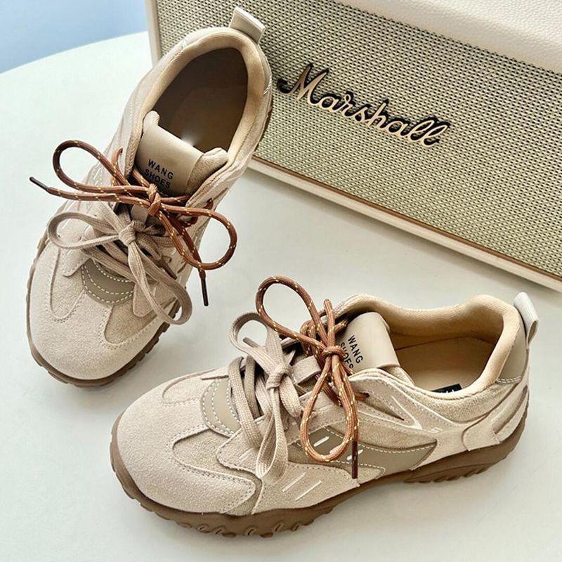 Damen Flache Sportschuhe 2026 Herbst Neu Runde Zehenpartie Weiche Sohle Rutschfest Verschleißfest Niedriger Schaft Einzelner Schuh Mode Freizeit Sneaker