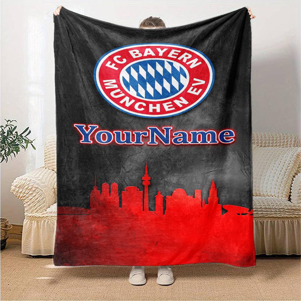 Bayern Munich Customize Your Name Blanket Lightweight Customizable Blanket Comfortable for Seaside Livingroom Bed Living Room Four Seasons Universal