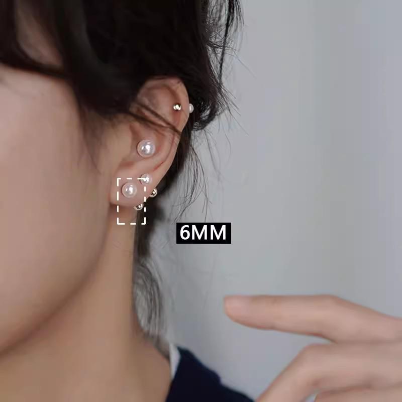 925 Silber Perlenohrringe für Damen - Bequem, schlaffreundlich, Schraubverschluss, ideal für gestochene Ohren.