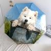 Padrão Samoyed e Grama, guarda-chuva de dobra automática, design portátil e dobrável, 8 varetas, um presente de Natal ou aniversário.