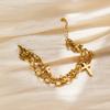 XIXI Joyas De Acero Inoxidable Para Mujer Double Cross Stainless Steel Gold Plated Custom Fashion Jewelry Chain Bracelet Bangle