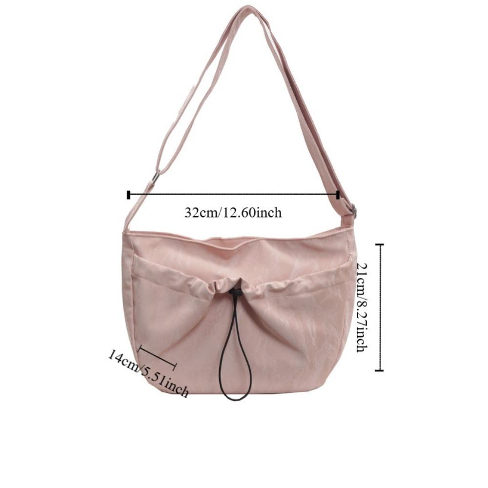 Large Capacity Drawstring Shoulder Bag Zipper Casual Crossbody Bag Nylon Shoulder Bag Travel