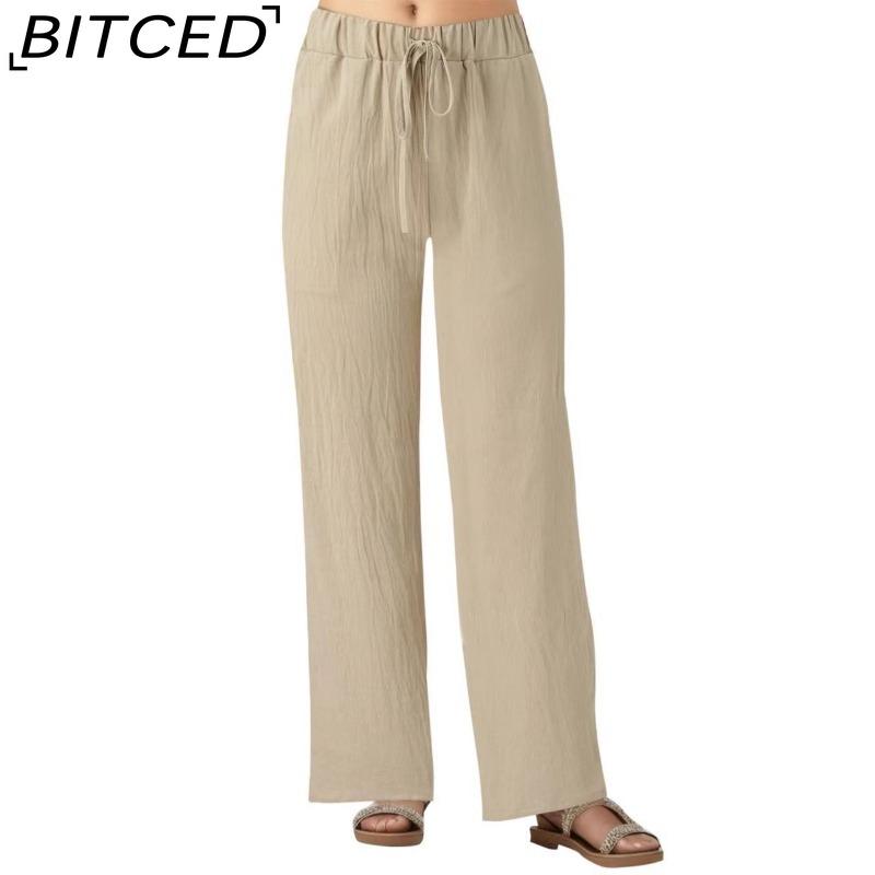 BITCED Women's Fashion Casual Solid Color Print Pants & Capris