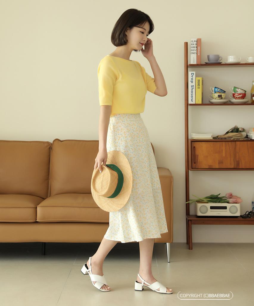 Ppaeppae Back Elastic Flower Long Skirt