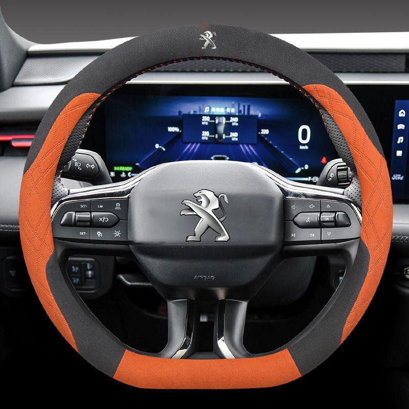 38cm D Car Steering Wheel Cover For Peugeot GT-Line 206 207 208 301 307 308 406 407 408 508 607 2008 3008 4008 5008 RCZ Rifter