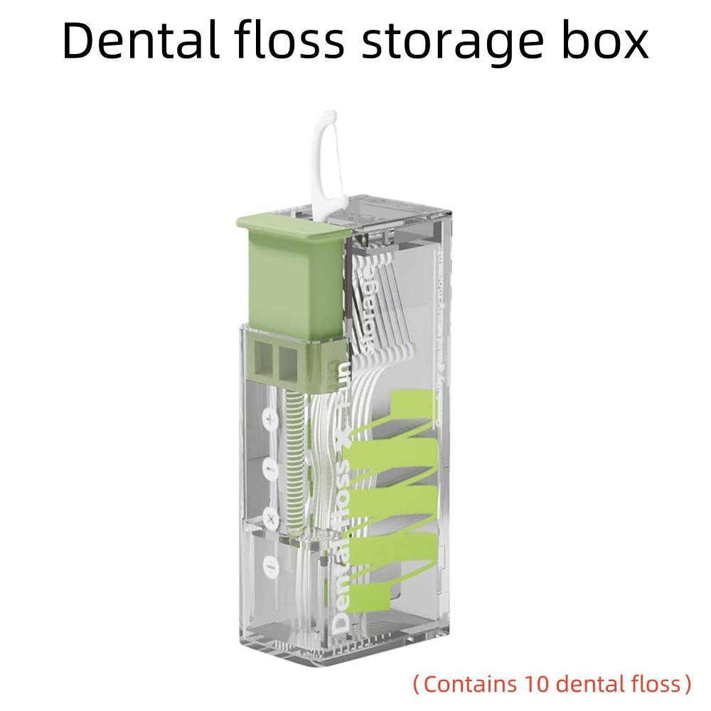

Portable Floss Automatic Ejectable Floss Dispenser Floss Organiser Oral Care Press-on Mini Disposable Floss Stick Storage Boxes зелений