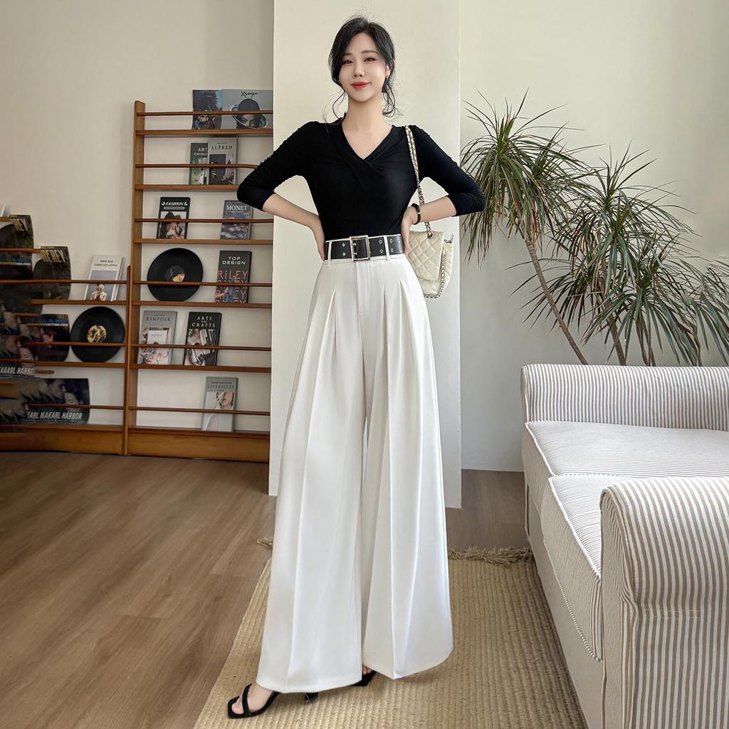 2026 High-Waisted Draped Wide-Leg Suit Pants: Stylish, Elegant, Versatile, Slimming Pleated Design for Women – Perfect for Spring and Summer