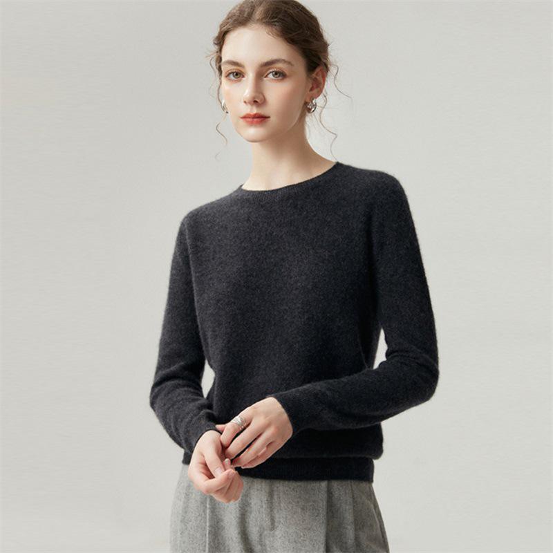 Women's Autumn/Winter Round Neck Pure Cashmere Knit Sweater