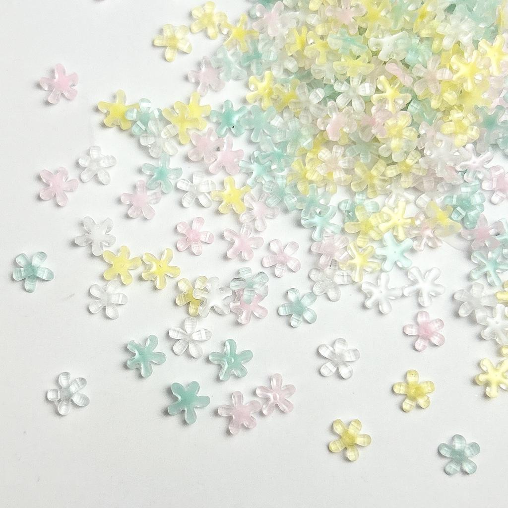 Summer New Flower Nail Art Rhinestones Ice Transparent Size 6mm 10mm Five-Petal Flower Resin Accessories Materials