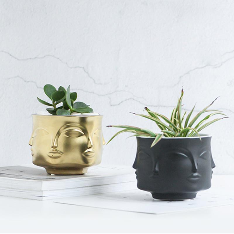 Kreative Menschliches Mann Gesicht Blumenvase Heimdekorationszubehör Moderne Keramikvase Blumentopf Pflanzgefäße